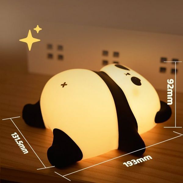 Детский силиконовый LED ночник-игрушка "Лежащая на спине панда" 2W 3000K сенсорный USB-C бело-черный VALESO A008 SP000052666 фото