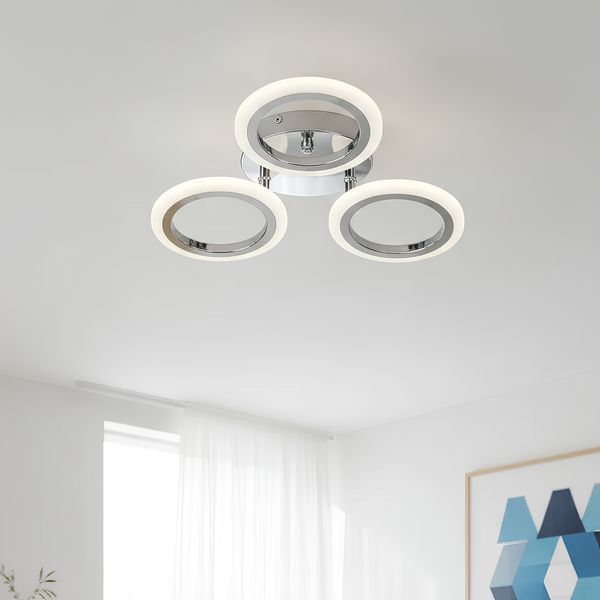 LED люстра стельова 36W з пультом і трьома акриловими кільцями 3000-6500K хромового кольору Svet SY-26255/3 CR SY-26255/3 CR фото
