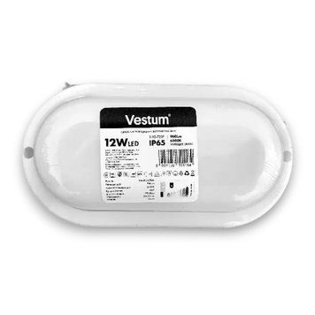 Настінно-стельовий LED світильник 12W для ЖКГ Vestum овальної форми 6500K вологозахищений білий IP65 1-VS-7207 фото