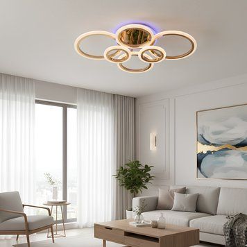Стельова LED люстра з пультом 112W+18W акрилові кільця і контурне підсвічування 3000&ndash;6500K золотиста Svet SY-26255/2+2+2C FGD SY-26255/2+2+2C FGD фото