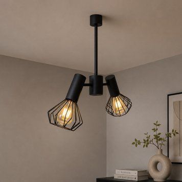 Люстра MSK Electric Diadem на два плафона Е27 черная NL 22152-2 BK 619803 фото