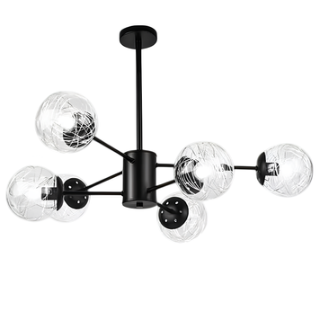 Потолочная LED люстра 50W Sirius со светодиодными нитями на 6 плафонов черная IP20 3310/6 SP000039804 фото