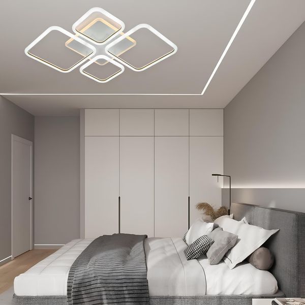 Стельова LED люстра 130W з пультом VALESO з квадратними плафонами 3000-6000К біла IP20 V K39850-2 2 1 K39850-2 2 1 фото