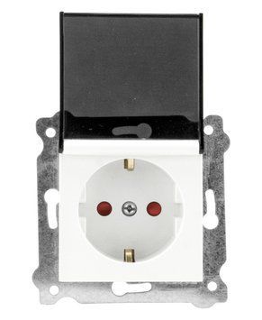 Механизм розетки с заземлением EXEN Elektrik с крышкой и шторками 250V белый IP20 KARELL 290-000103-240 фото