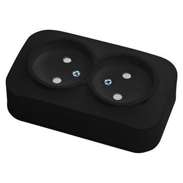 Накладна розетка на два гнізда без заземлення 10A 250V чорного кольору IP20 Horoz Electric EVA 112-003-0002-020 фото