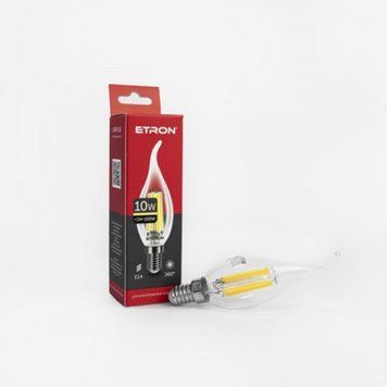 Лампа свічка на вітрі 10W C-37 3000K E14 ETRON Filament 1-EFP-135 615895 фото