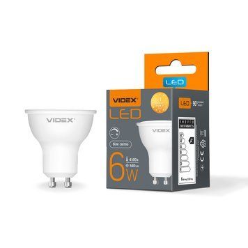 Світлодіодна лампа 6W димована&nbsp;VIDEX с цоколем GU10 MR16&nbsp;нейтральне світло 4100K&nbsp;540Lm VL-MR16еD-06104 VL-MR16еD-06104 фото