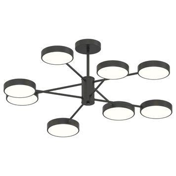 Стельова LED люстра 144W Interees на вісім плафонів 3000K/4200K/6000K чорна IP20 XI3339-8 BK XI3339-8 BK фото