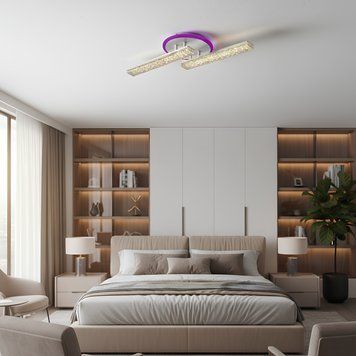 Стельова LED-люстра акрилова з пультом 40W+10W підсвічування корпусу 3000К-6000К білого кольору Svet SC-3445/2C WH PK/BU/PL SC-3445/2C WH PK/BU/PL фото