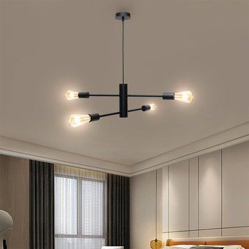 Люстра підвісна MSK Electric Asket на чотири плафони Е27 NL 6120-4 BK чорна 619772 фото