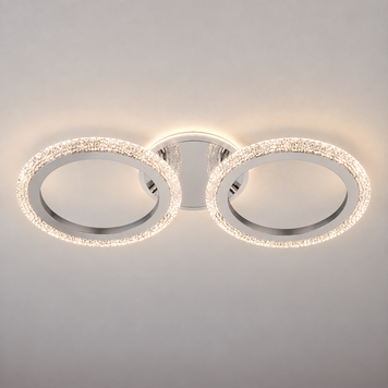 Светодиодная хромовая люстра на два плафона 48W+14W led подсветка корпуса 3000-6500K Svet SC-3120A/2C CR SC-3120A/2C CR фото