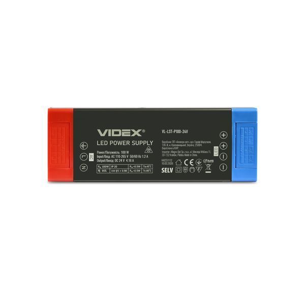 Блок живлення 100W для LED стрічки VIDEX з корпусом з алюмінію та пластику 24V IP20 VL-LST-P100-24V VL-LST-P100-24V фото