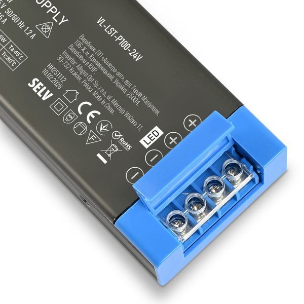 Блок живлення 100W для LED стрічки VIDEX з корпусом з алюмінію та пластику 24V IP20 VL-LST-P100-24V VL-LST-P100-24V фото