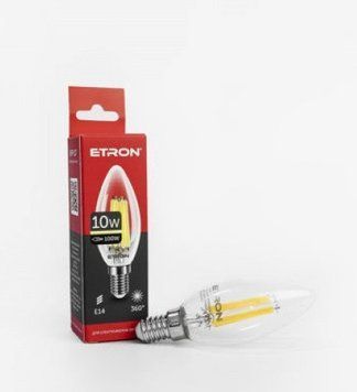 Лампа Свічка 10W C-37 3000K E14 ETRON Filament 1-EFP-117 615894 фото