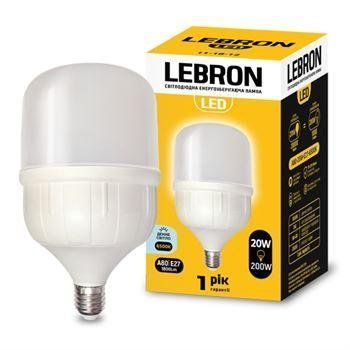Світлодіодна лампа 20W Lebron промислова А80 Е27 6500K 1800Lm біла IP20 L-А80 11-18-12 фото