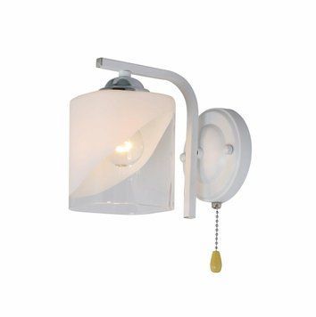 Бра настінне Sirius з квадратним плафоном під лампу Е27 біле/хром IP20 07245/1 Matte White+CR SP000043861 фото