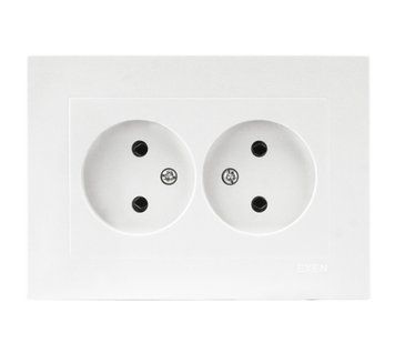 Розетка двойная EXEN Elektrik без заземления 250V белая IP20 KARELL 200-010103-244 фото