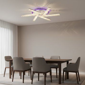 Світлодіодна стельова люстра з пультом 120W+20W підсвічування 3000К-6000К акрилова білого кольору Svet SC-3445/6C WH PK/BU/PL SC-3445/6C WH PK/BU/PL фото