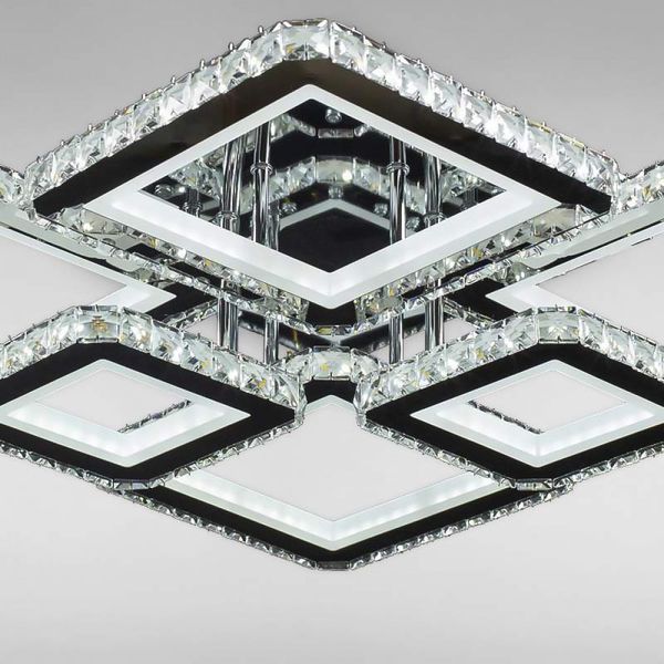 Потолочная люстра LED хрустальная 292W на 6 LED квадратов с пультом 3000-6000К SY-19376/4+2 CR Svet SY-19376/4+2 CR фото