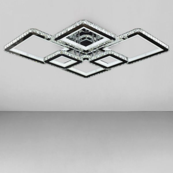 Потолочная люстра LED хрустальная 292W на 6 LED квадратов с пультом 3000-6000К SY-19376/4+2 CR Svet SY-19376/4+2 CR фото