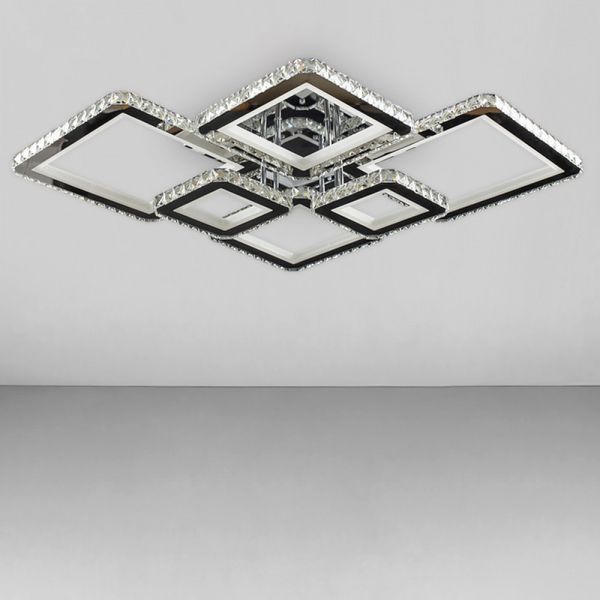Потолочная люстра LED хрустальная 292W на 6 LED квадратов с пультом 3000-6000К SY-19376/4+2 CR Svet SY-19376/4+2 CR фото