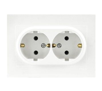Розетка двойная EXEN Elektrik c заземлением 250V белая IP20 KARELL 200-010103-245 фото