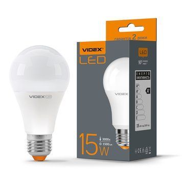 Світлодіодна лампа 15W VIDEX E27 форма груша A65 1500Lm 3000K тепле світло VL-A65e-15273 VL-A65e-15273 фото