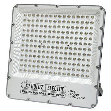 Світлодіодний прожектор 200W Horoz Electric алюмінієвий 6400K вологозахищений IP65 068-026-0200-010 фото