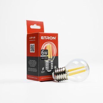 Лампа Кулька 6W G-45 3000K E27 ETRON Filament 1-EFP-149 615896 фото