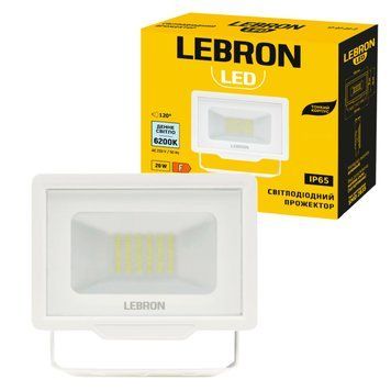 Світлодіодний прожектор 20W LEBRON з ультратонким корпусом 6200K білого кольору IP65 LF 17-07-22 фото