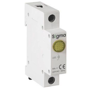 Світлосигнальний індикатор модульного типу SIGMA пластиковий корпус 220V AC жовте світло IP20 SSL-Y220A 55-73-66 фото