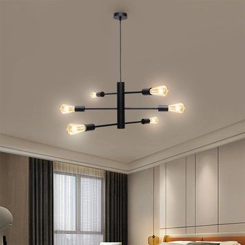 Люстра підвісна MSK Electric Asket на шість плафонів Е27 NL 6120-6 BK чорна 619774 фото