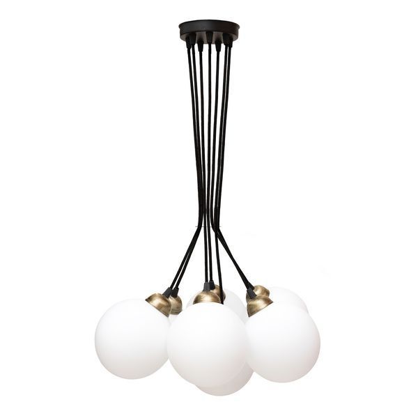 Люстра подвесная MSK Electric Luna светильник на семь плафонов шаров Е27 d-150mm PL 202612-7R BK 622746 фото