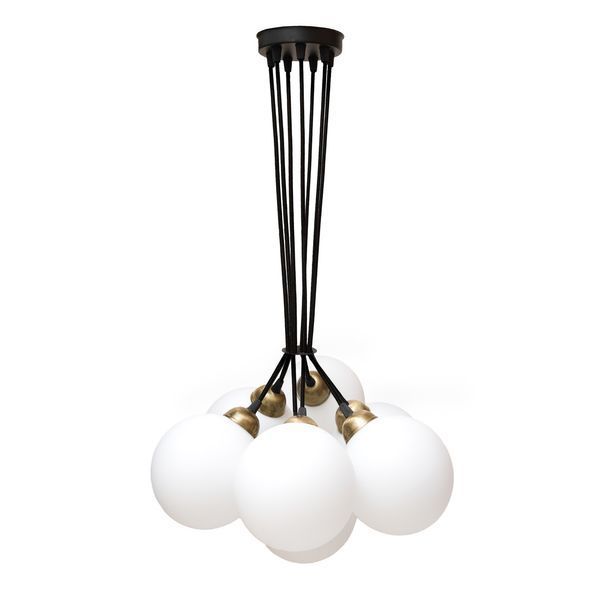 Люстра подвесная MSK Electric Luna светильник на семь плафонов шаров Е27 d-150mm PL 202612-7R BK 622746 фото