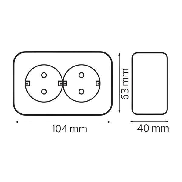 Розетка накладная с заземлением на два гнезда 16A 250V черная IP20 Horoz Electric EVA 112-004-0002-020 фото
