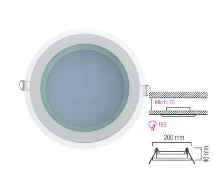 Светодиодный встраиваемый светильник 15W круг стекло 4200K Clara-15 Horoz Electric 016-016-0015-030 фото