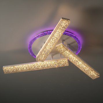 Світлодіодна стельова люстра з пультом 60W+16W підсвічування корпусу 3000К-6000К білого кольору Svet SC-3445/3C WH PK/BU/PL SC-3445/3C WH PK/BU/PL фото