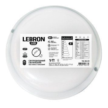 Накладний LED світильник 12W Lebron настінно-стельовий 4100K 1050Lm білий IP65 L-WLR 15-33-34 фото