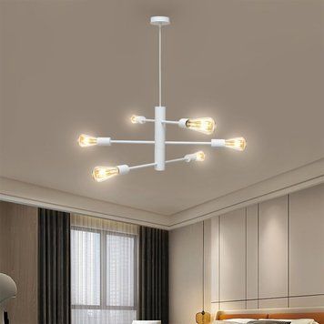 Люстра підвісна MSK Electric Asket на шість плафонів Е27 NL 6120-6 WH біла 619775 фото