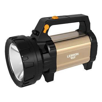 Ручний світлодіодний ліхтар 5W на акумуляторі LEBRON з двома режимами 2400mAh Li-Ion чорний/золото L-HL-80 15-15-80 фото
