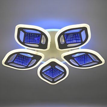 Стельова LED люстра з пультом 218W п'ять акрилових плафонів з 3D-ефектом 3000-6500K білого кольору VALESO 55480/5 SP000052230 фото