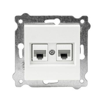 Механизм компьютерной розетки EXEN Elektrik двойной белый IP20 CAT6 KARELL 290-000103-254 фото