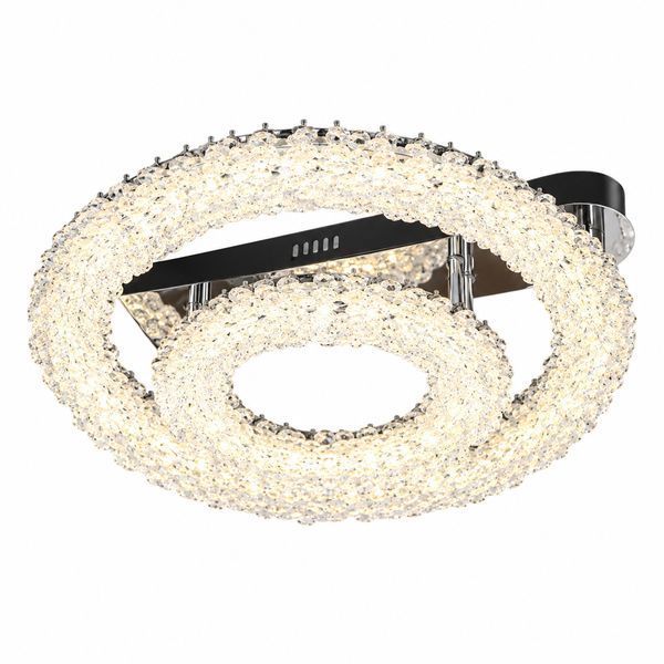 Потолочная LED люстра 140W VALESO с двумя хрустальными кольцами с пультом 3000&ndash;6500K хром 33047/300+500 SP000049458 фото