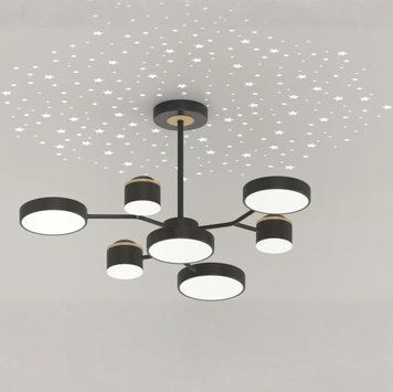 Стельова LED люстра 120W Interees з круглими плафонами 3000K/4200K/6000K чорна/золото IP20 XI3347-7 BK+GD XI3347-7 BK+GD фото
