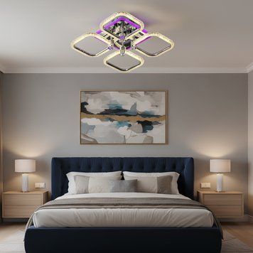 Стельова LED люстра з пультом і підсвічуванням 88W+18W акрилова 3000К-6000К хромового кольору Svet SC-2116/4C CR PK/BU/PL SC-2116/4C CR PK/BU/PL фото