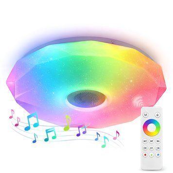 Світлодіодний стельовий смарт-світильник 32W+2W RGB з Bluetooth-динаміком і пультом 3000-6500K білий VALESO LY577-350 WH SP000051968 фото