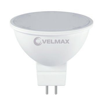 Світлодіодна лампа 6W VELMAX з цоколем GU5.3 нейтральне світло 4100K 600Lm біла IP20 EMC V-MR16 21-14-31 фото