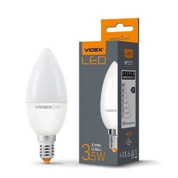 Світлодіодна лампа 3.5W VIDEX E14 форма свічка C37 300Lm 4100K нейтральне світло VL-C37e-35144 VL-C37e-35144 фото