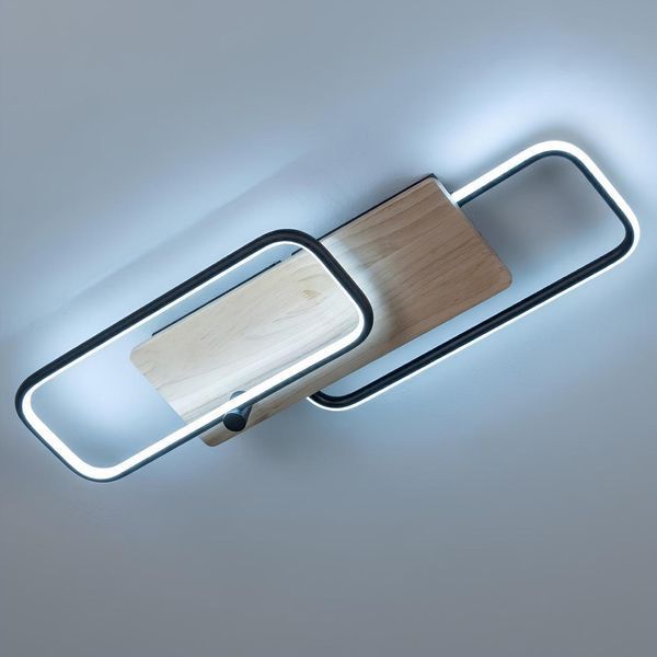 LED люстра стельова з пультом ДК 72W два прямокутних контури 3000-6500K каркас чорний метал/дерево Svet SY-33046/1+1 MB+YMW SY-33046/1+1 MB+YMW фото