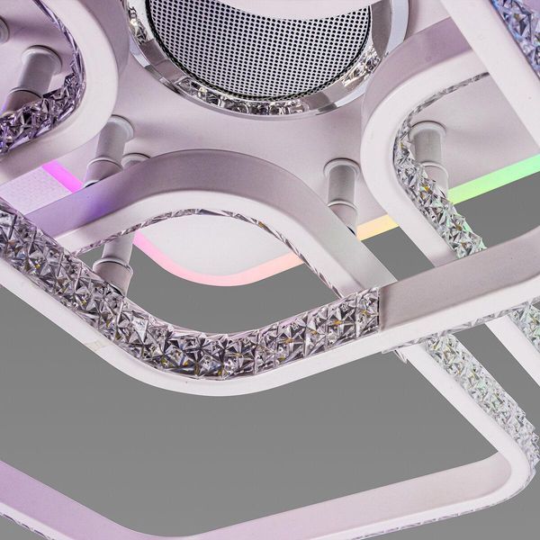 Потолочная LED люстра 96W с пультом Valeso с квадратными рассеивателями 3000K-6500K с встроенной колонкой&nbsp;белая IP20 YZD1271-5 SP000052018 фото